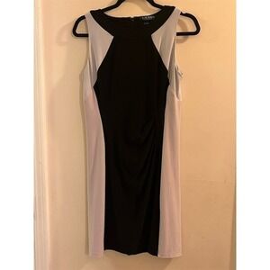 Lauren Ralph Lauren Petites Black Colorblock Sleeveless Dress 12